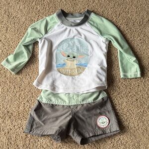 GAP Kids Swim Rashguard Set - Green and Gray